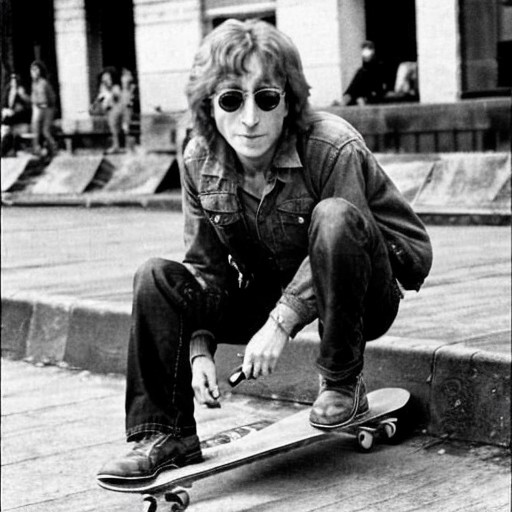 portrait of Lennon_1980 for skateboarding <lora:Lennon_1980:.9>